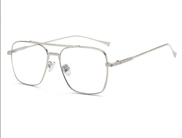 Fashion Classic Brand Men's And Women's Blue Light Blocking Glasses Flat Glasses Large Frame Double Bridge Metal Frame Computer Glasses
