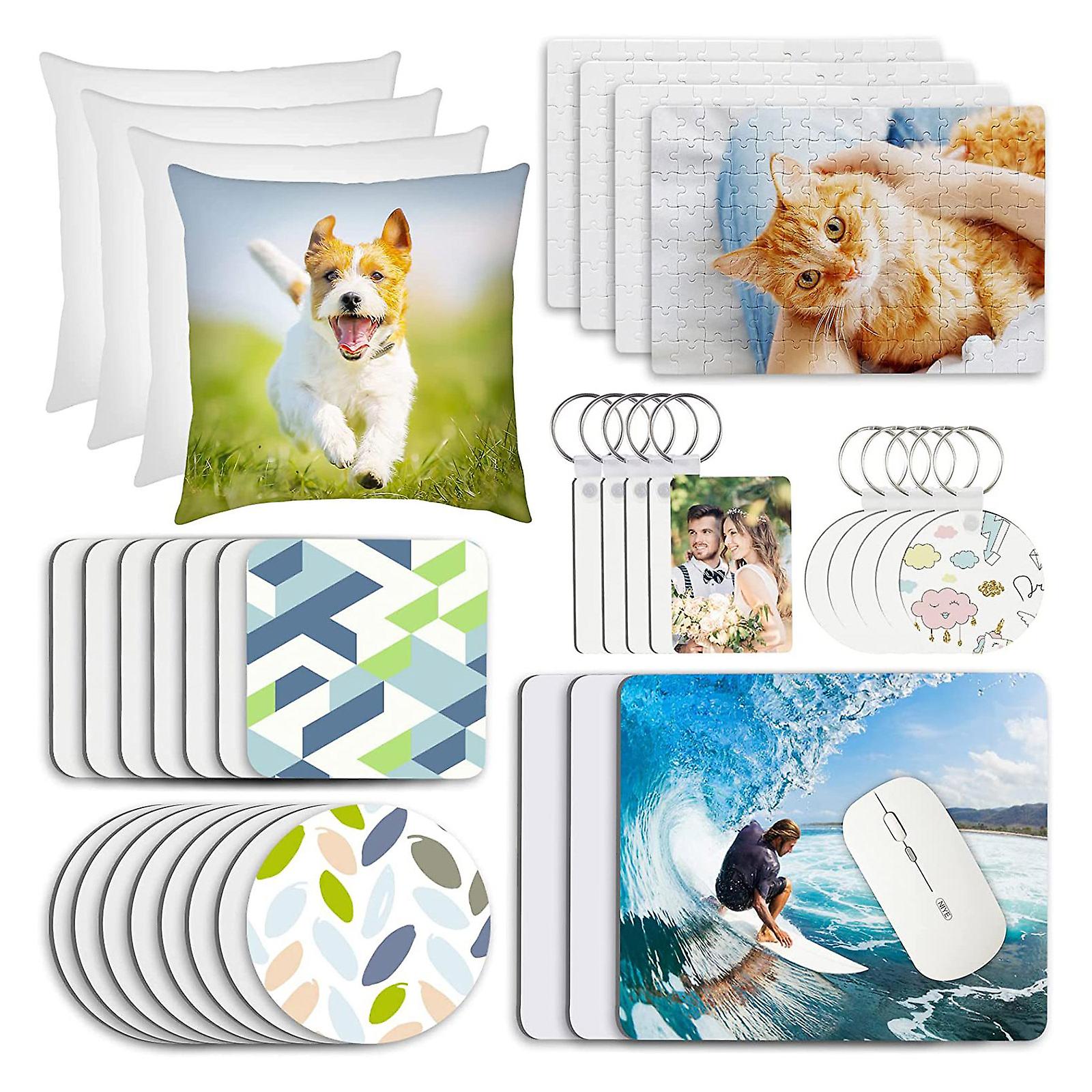 50Pcs Sublimation Blank Keychain DIY MDF Blank Keychain pour la Saint-Valentin