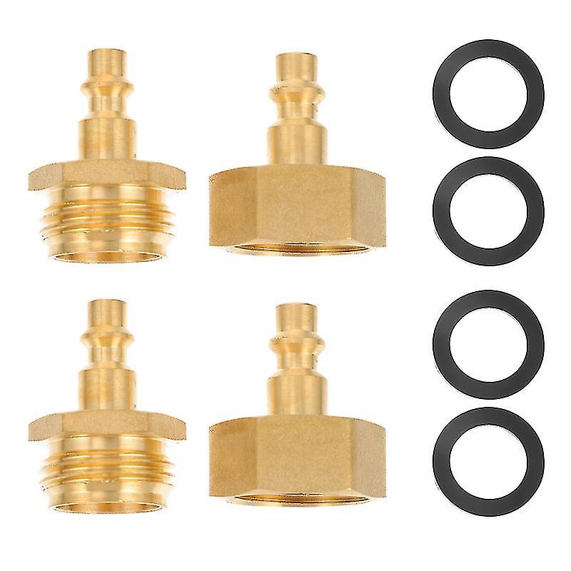 3.7X3.3cm Golden Pipe Connectors 2 Sets Anti-freezing Brass Pipe Fittings Rv Drain Pipe Connector Br