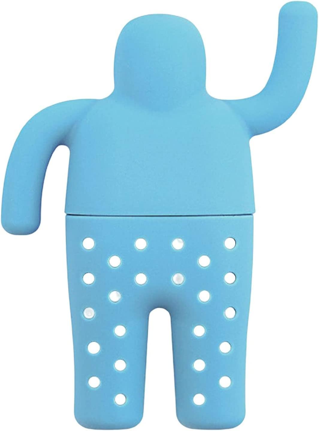 Silicone Tea Maker - Cute Mr. Man Tea Maker - Silicone Tea Maker, Reusable Tea Diffuser Filter for Cups, Teapots, Cups, Spices 1 Pack Blue