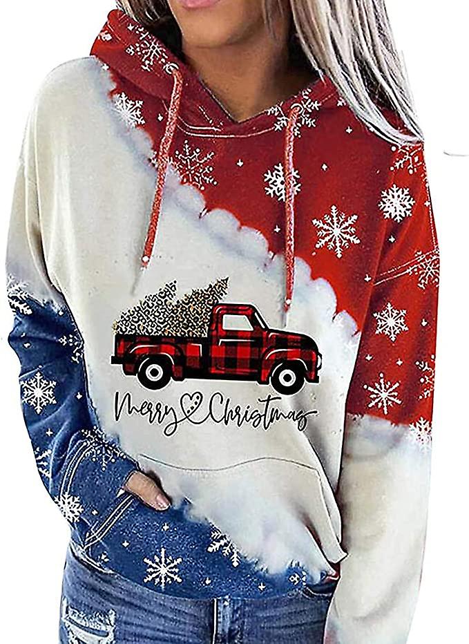 Weihnachtspullover Damen Winter Strickpullover mit Rundhalsausschnitt