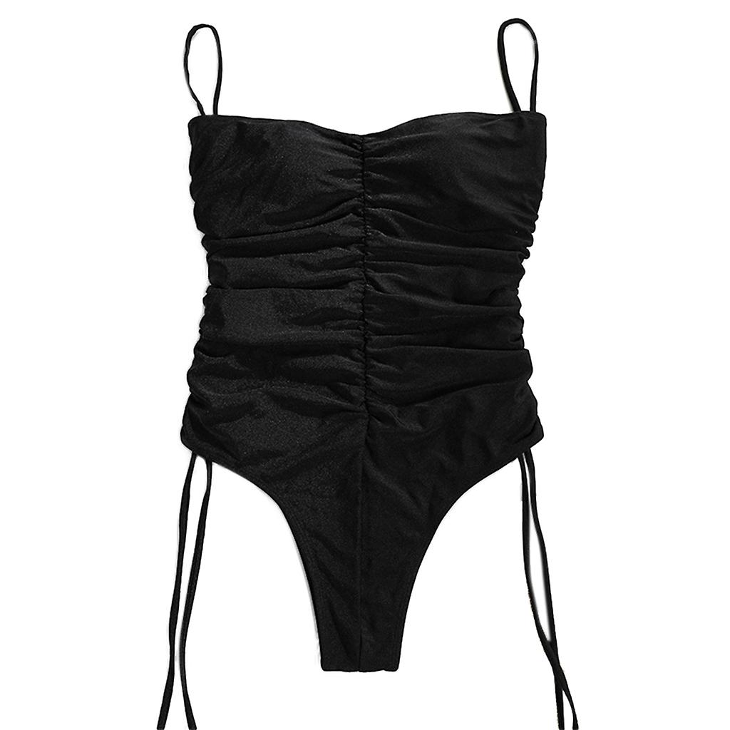 Women Ribbed Tie Side High Cut Twist Front Bathing Suit