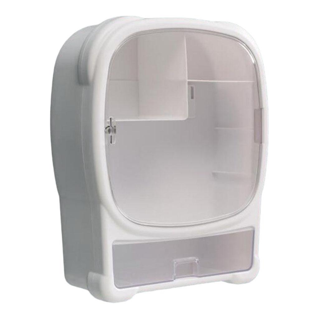 メイクアップオーガナイザー壁掛け防塵メイクアップボックスバスルーム女性用ホワイト