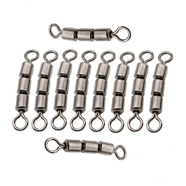 5x10pcs Fishing Triple Rolling Swivels Solid Ring Hook Line Connector 08