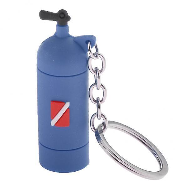 3xNovelty 6.5cm Diving Tank Key Chain Holder Dive Flag Keyring Keychain Blue