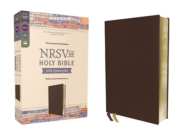 Nrsvue Holy Bible With Apocrypha Leathersoft Brown Comfort Print by Zondervan Leather  fine binding Book