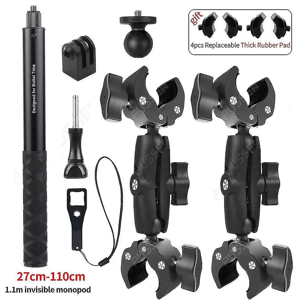 Moto Invisible Selfie Stick Monopode Guidon Support de montage pour Gopro Max Hero 11 Insta360 One X2 X3 Accessoires