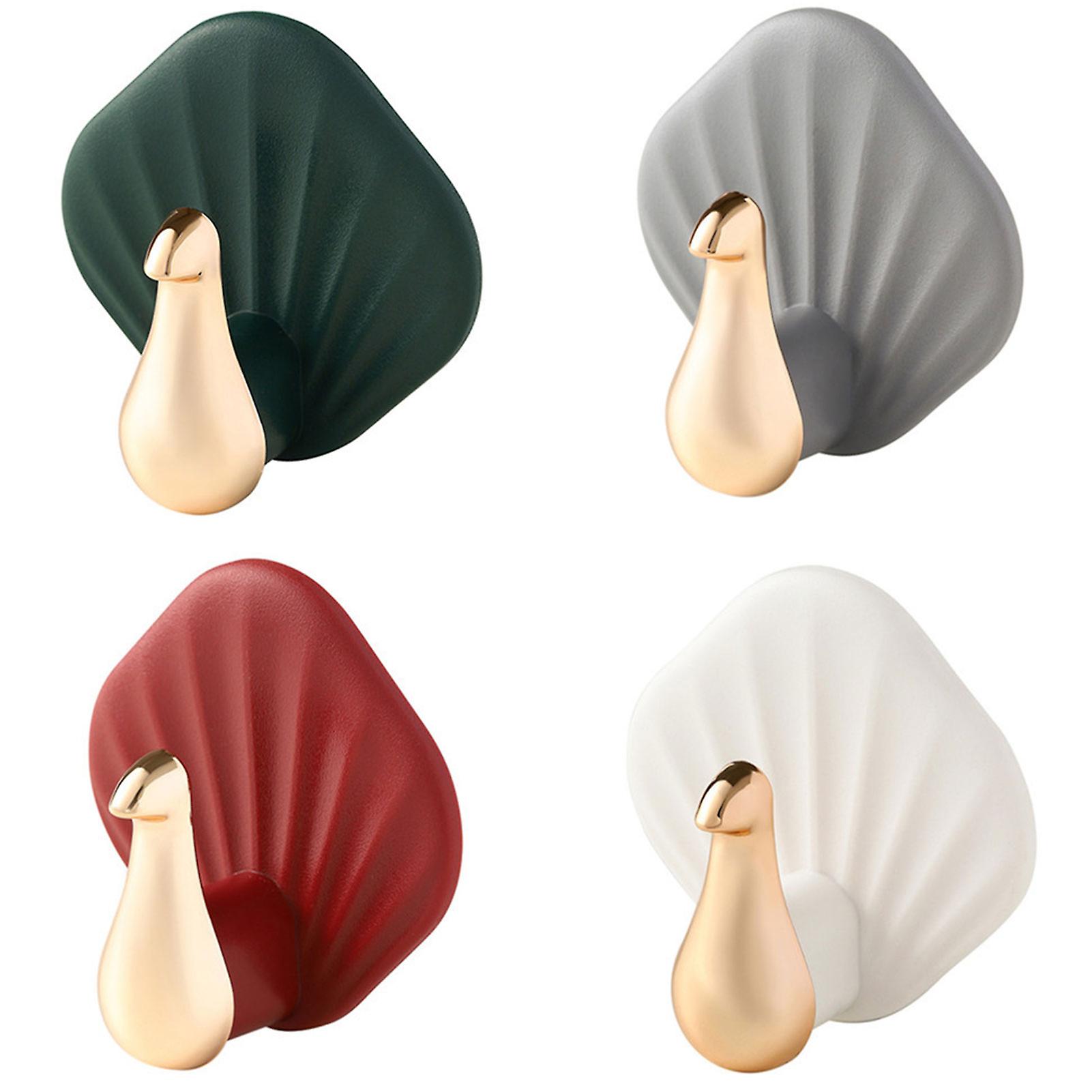 4pcs Creative Peacock Organizer Hook Versatile Elegant Decorative Hooks For Fruit Peeler Tongs Set Key Ring