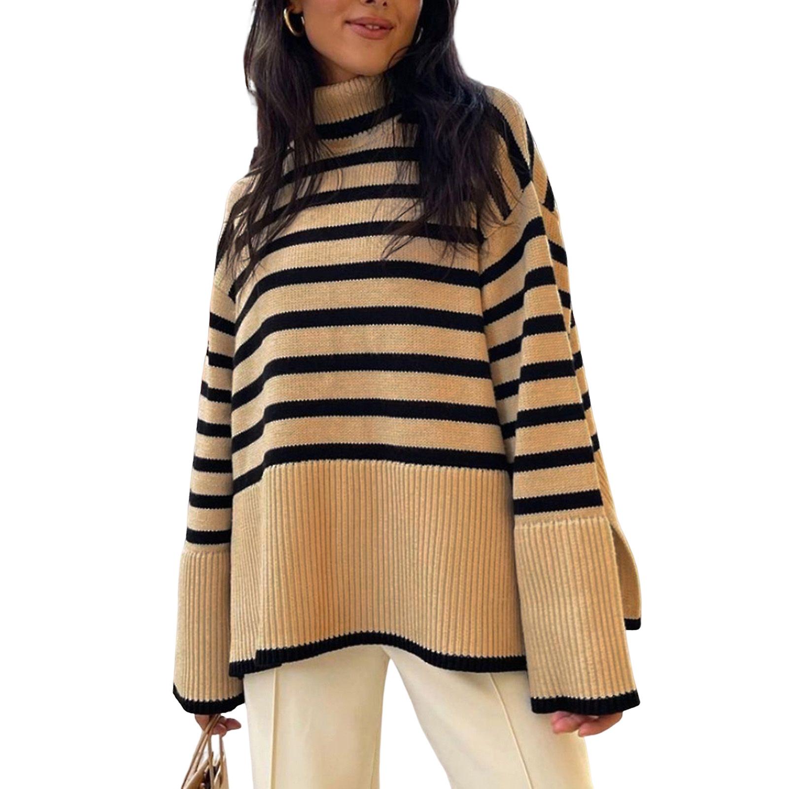 Damen Winter Casual Sweater Drop Shoulder Oversized Strickpullover