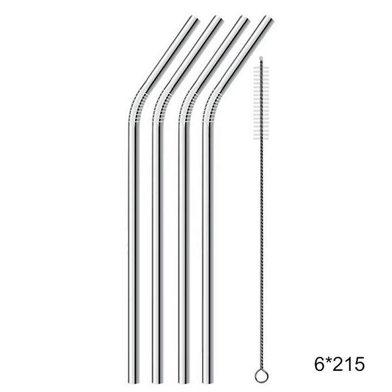 Reusable Stainless Steel Straight Bent Drinking Straw Cleaner Brush Kit Tools