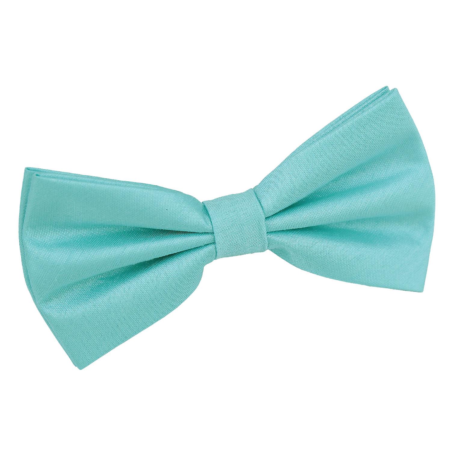 Turquoise Green Plain Shantung Pre-Tied Bow Tie