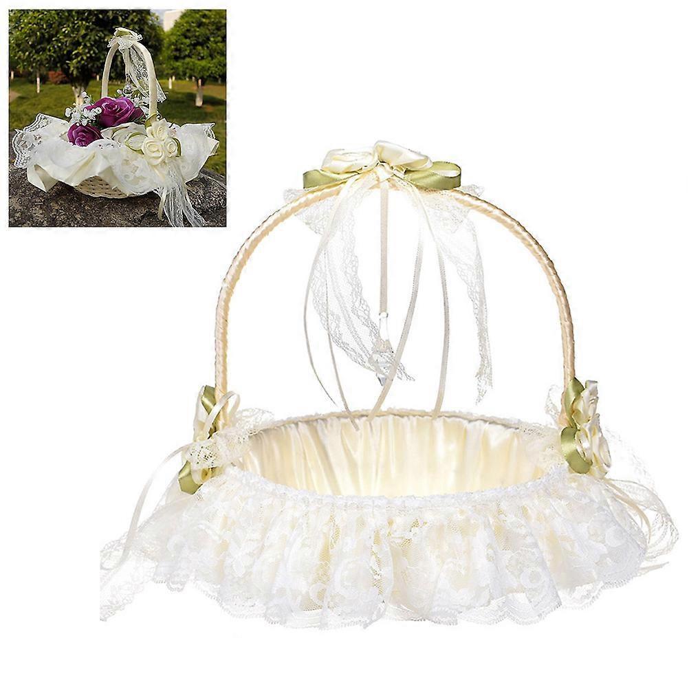 blomma korg, bröllop, blomma flicka, handvävd, spets