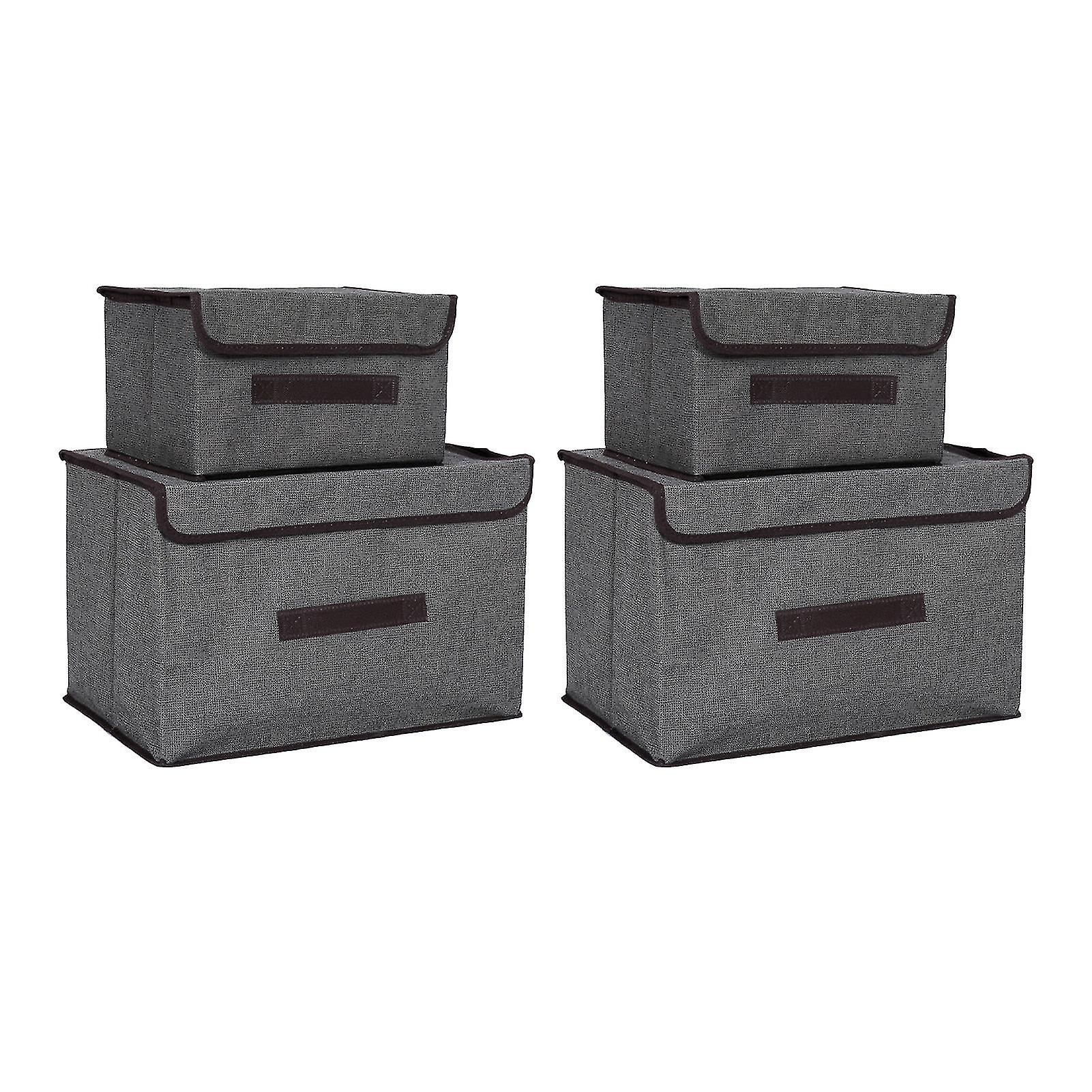 Gray 4-Piece Collapsible Storage Box Set - 2 Large & 2 Small Dustproof Organizers