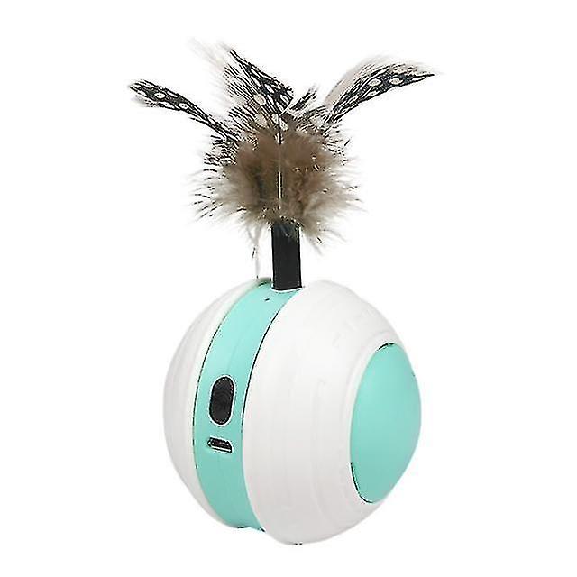 Cat Toys Smart Interactive Cat Toy Colorful Led Self Rotating Vocalize Ball With Bell And Feather Usb