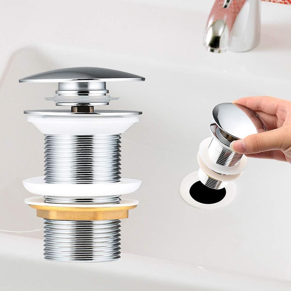 Pop-Up Sink Drain Without Overflow, Universal Copper Chrome Drain Plug for Kitchen, Bath, Basin, Sink"