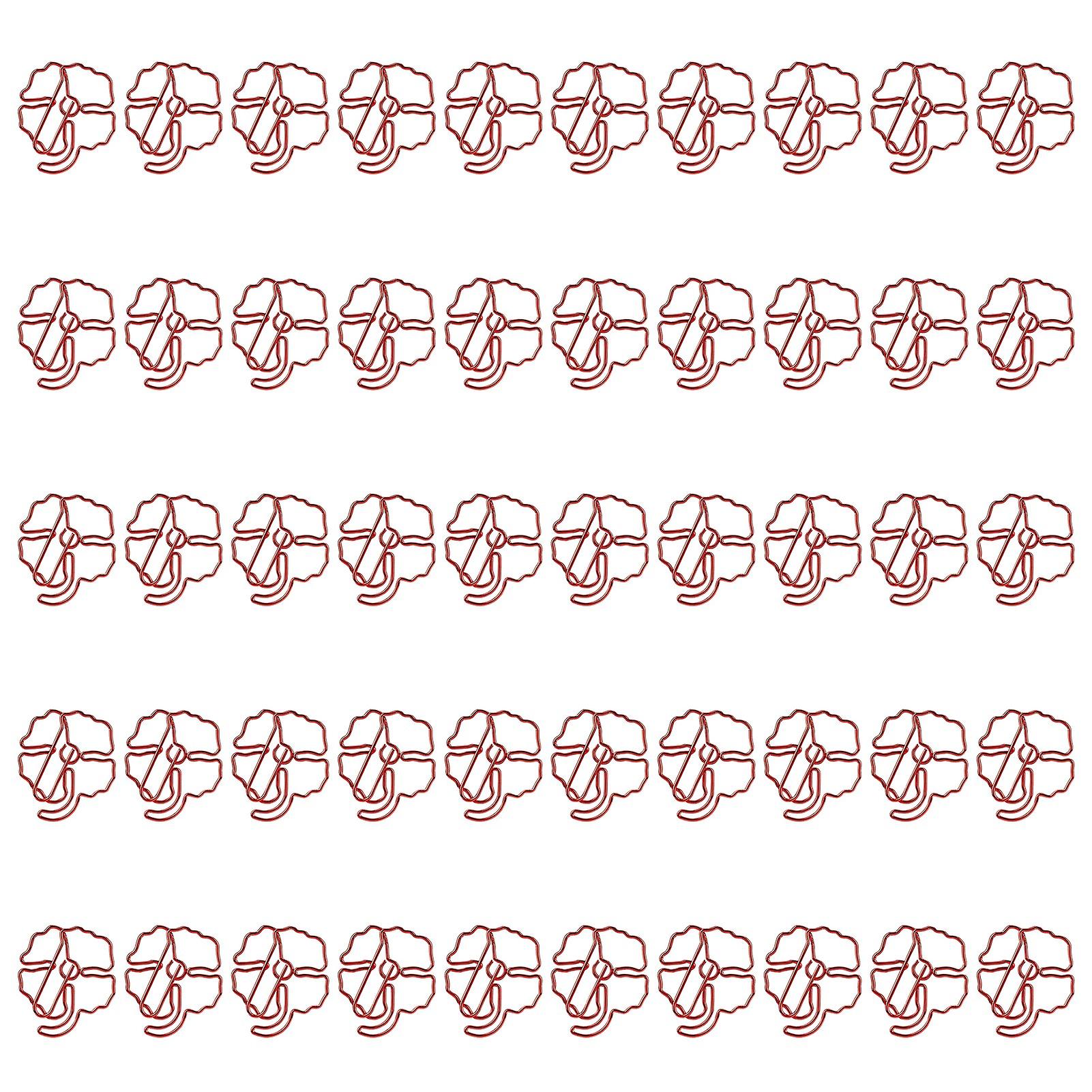 50 Pack 4 Leaf Clover Paper Clips, Heavy Duty Metal, Bright Red, for Memos, Books