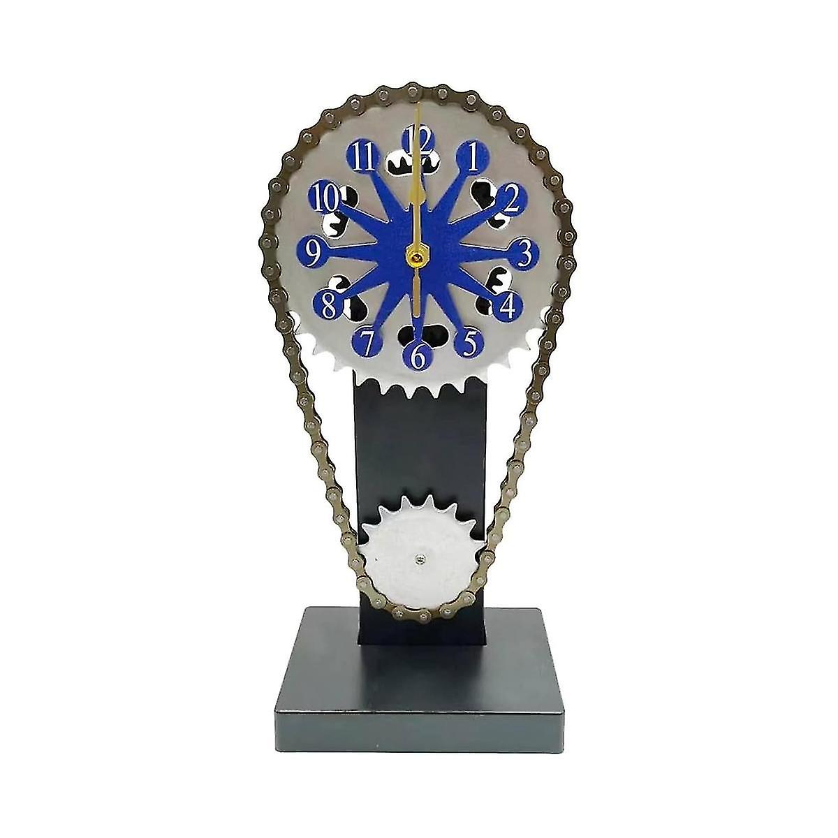 Rotating Gear Clock Desk Clock Table, Vintage Rotating Gear Clock, Steampunk Clock With Moving Gears (blue)