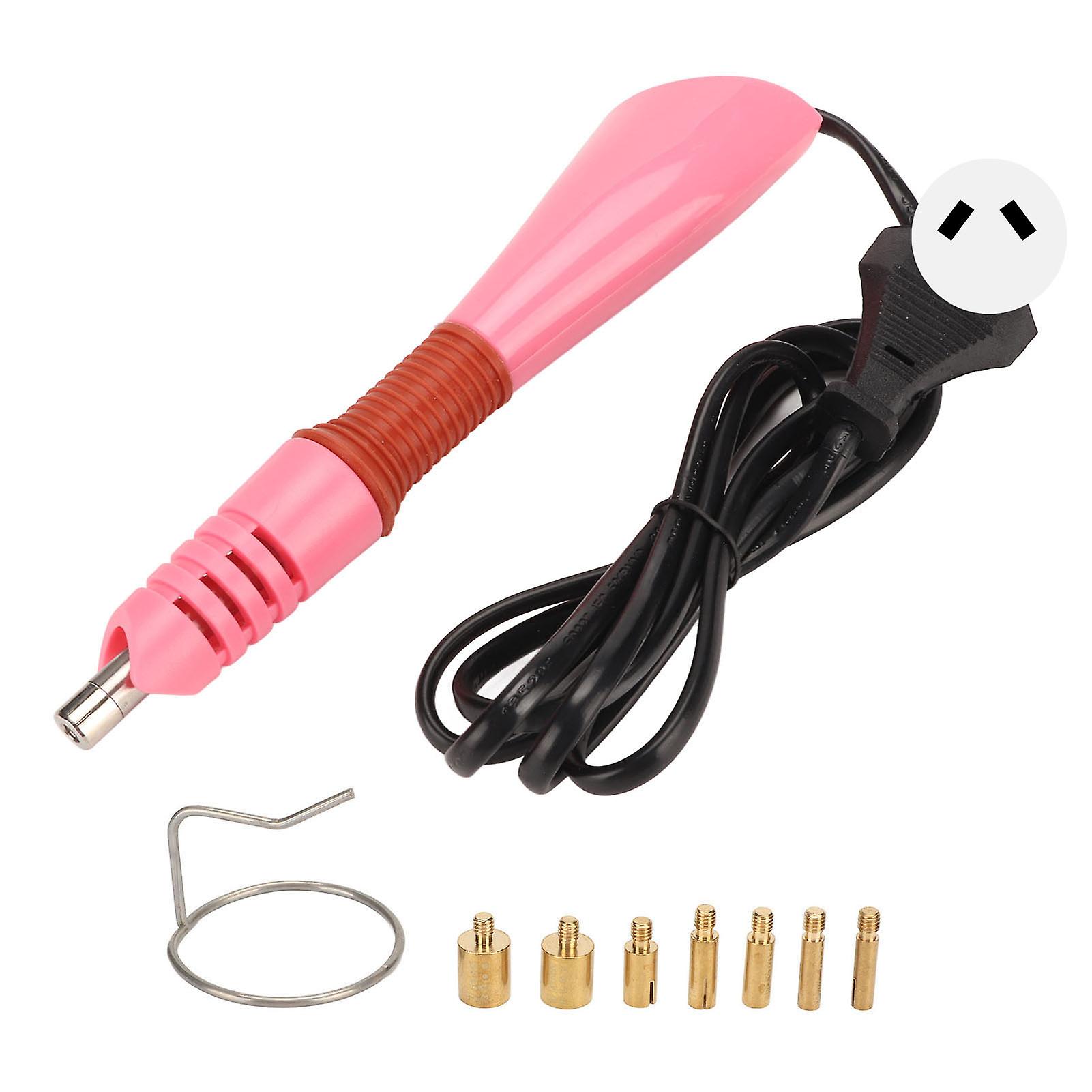 Standalone Heat Seal Applicator, Energy Saving Thermostat, DIY Metal Heat Seal Machine with 7 Tips and Iron Rings, AU Plug 110-220V Pink