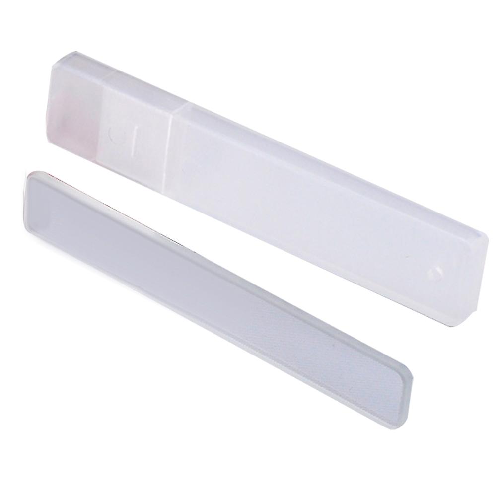 Fornnerg Mini Portable Clear Glass Nail File Rectangle Manicure Polisher Buffer with Box