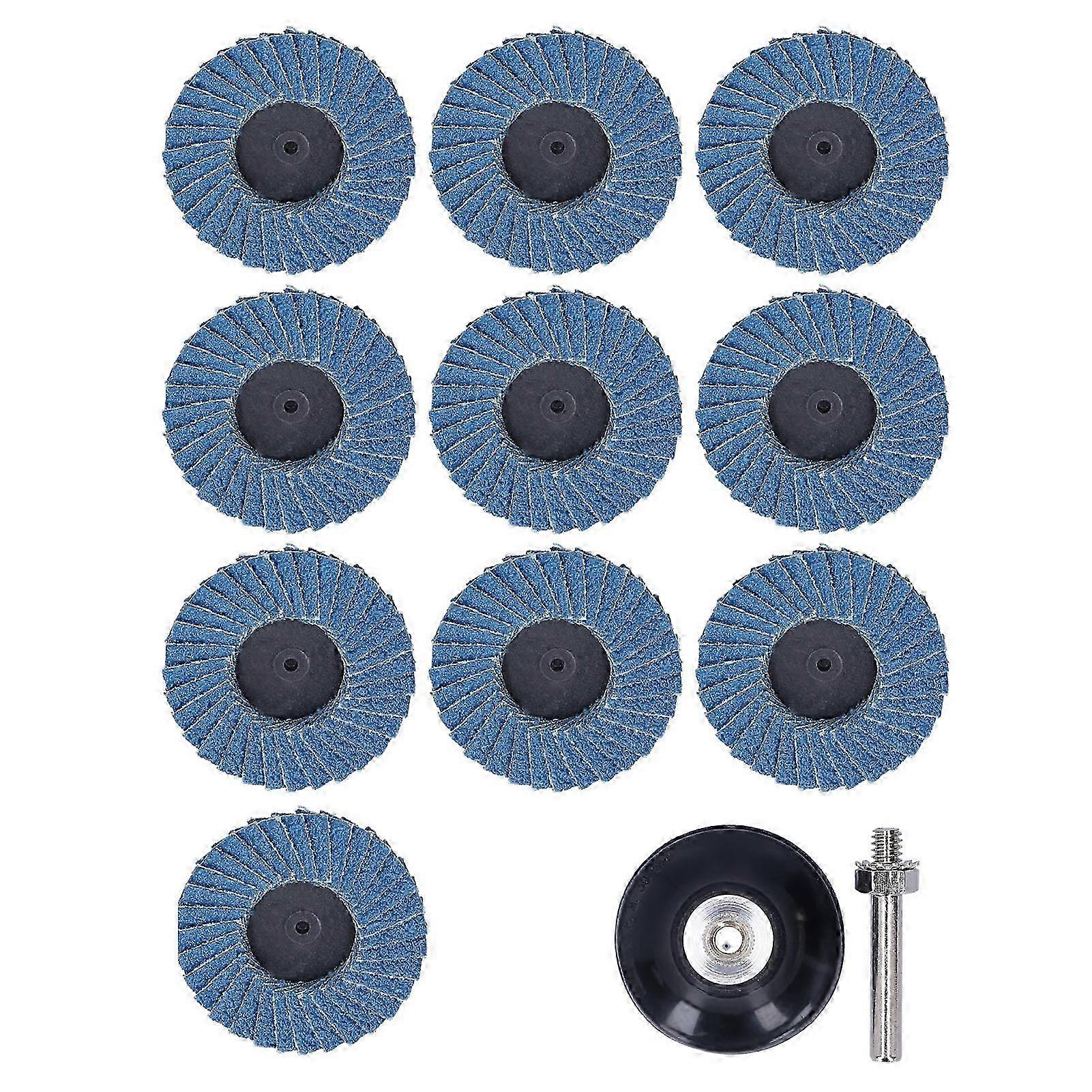 10Pcs Abrasive Wheel 80‑Grit Torsion Zircon Corundum Grinding Flap Disc with Rubber Disc 2in