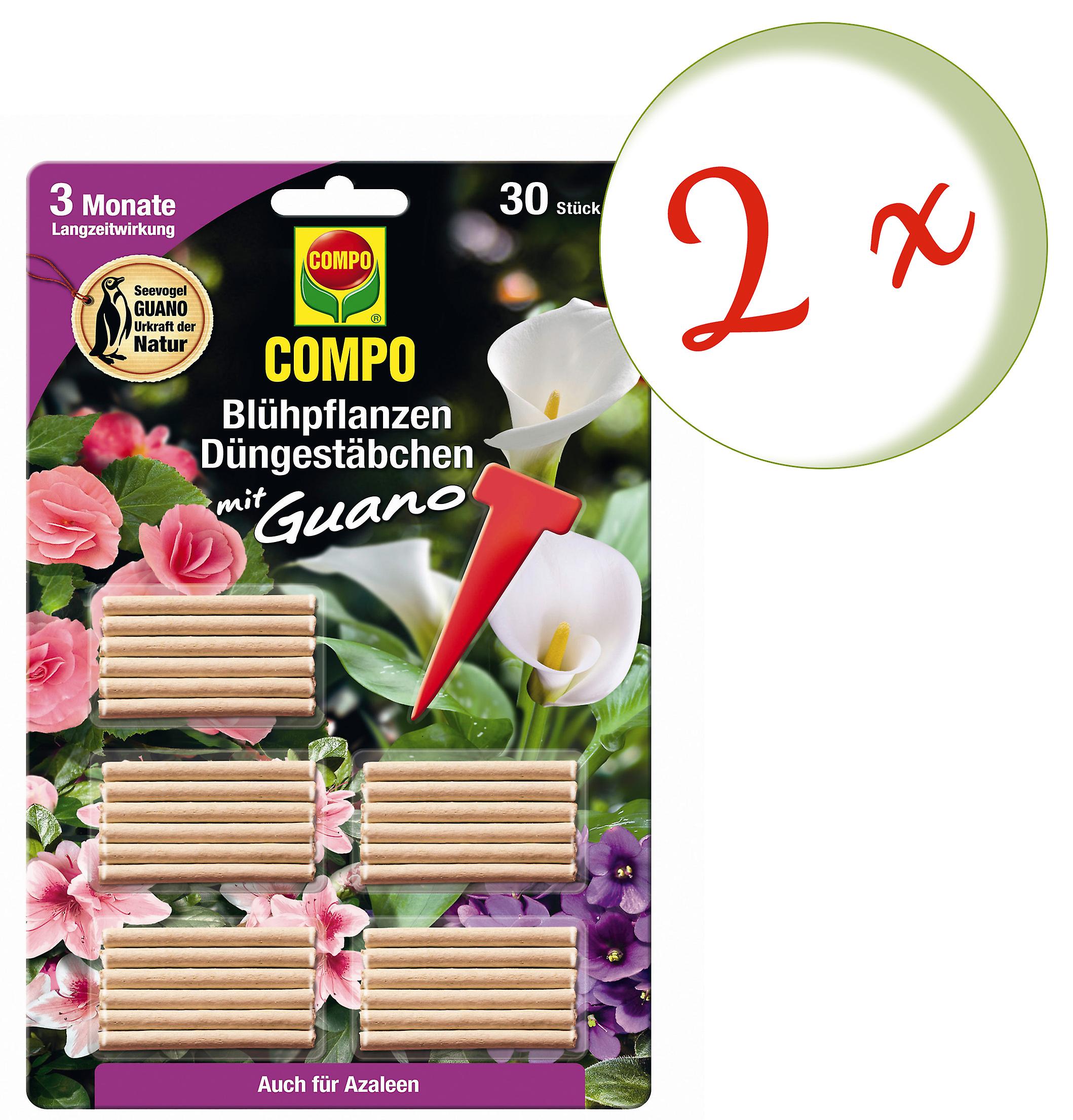 2 x COMPO flowering plants fertilizer sticks with guano, 30 pieces