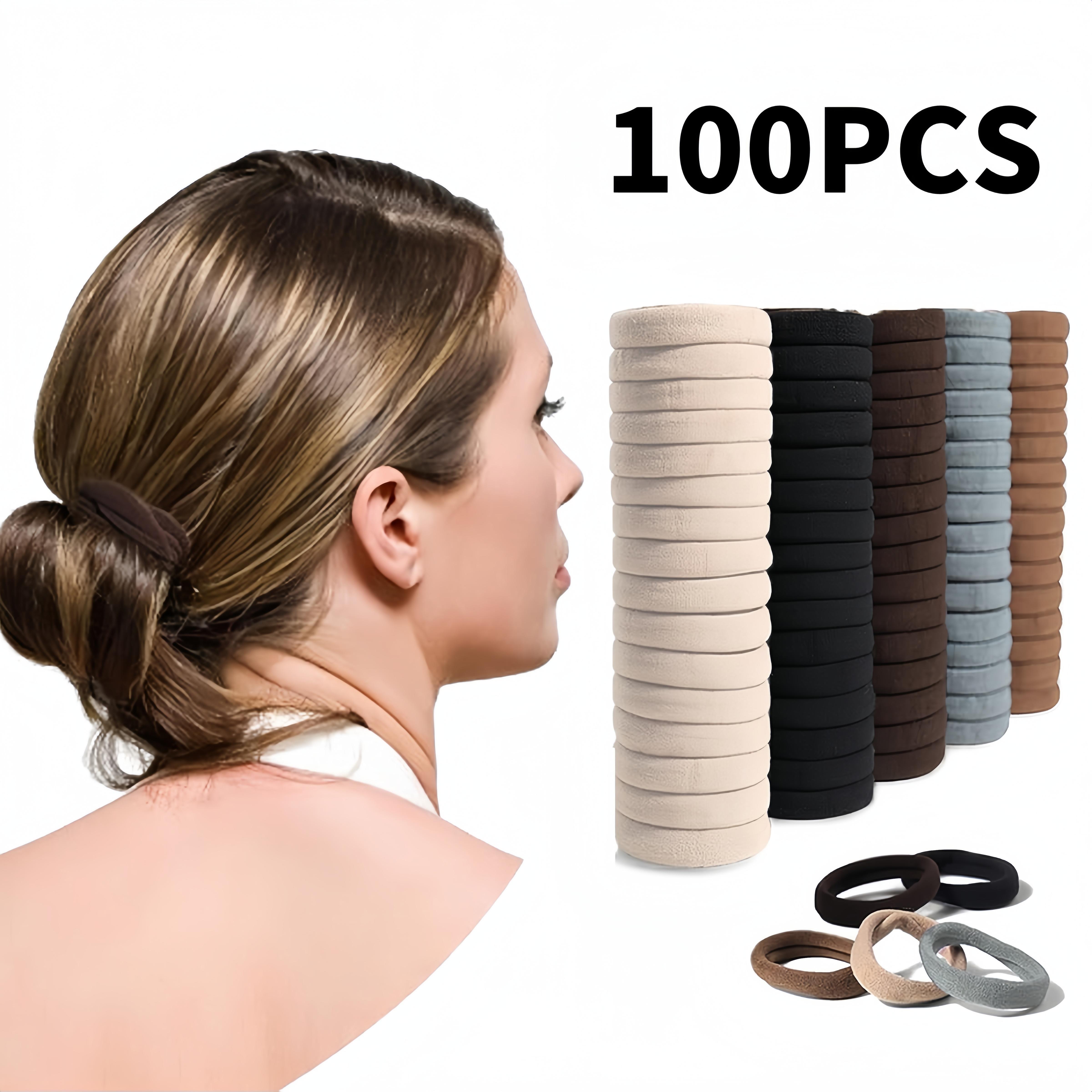 100pcs μεγάλες μαύρες ζώνες μαλλιών γραβάτες παχιά βαμβάκι άνευ ραφής κατόχους αλογοουράς ελαστικές ζώνες μαλλιών μαλλιά, προσφορά 50%
