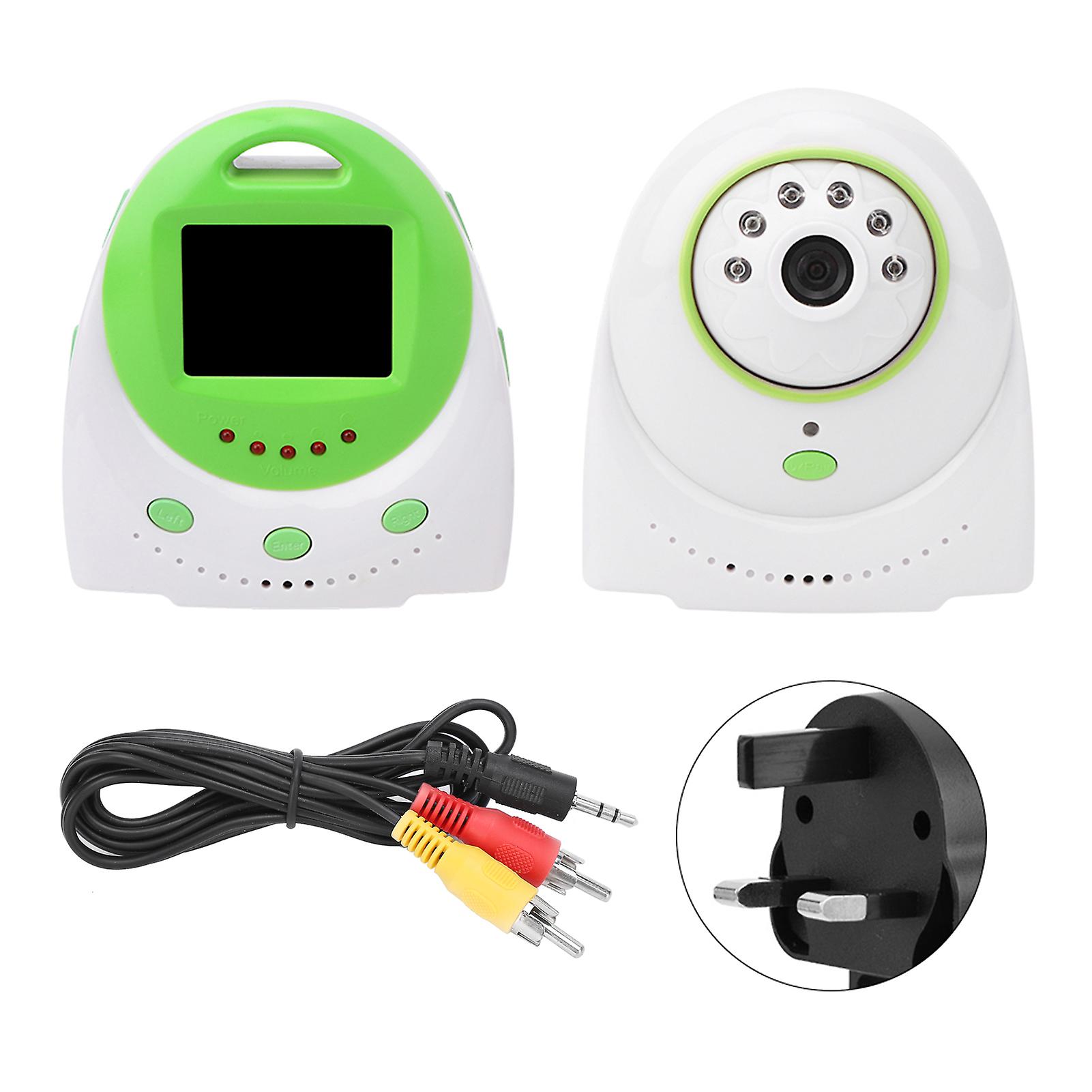 2.4in LCD Wireless 2.4G Digital Baby Monitor Temp Detection Music TV Display Voice Control Alarm Camera with IR Intercom 110-240VUK Plug