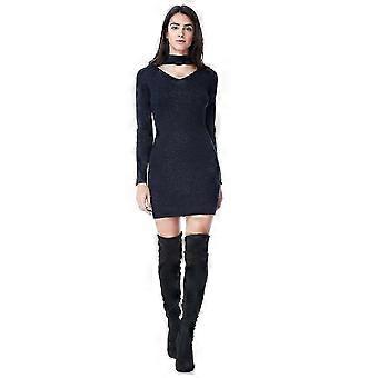 Glitter Mini Choker Neck Jumper Dress | Fruugo US
