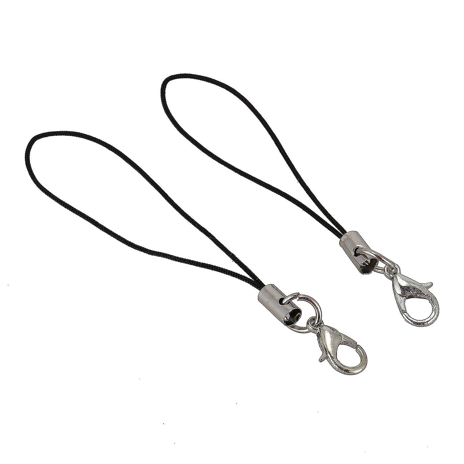 15 Pcs Black Coil Strap Lobster Clasp Mobile Phone Key String