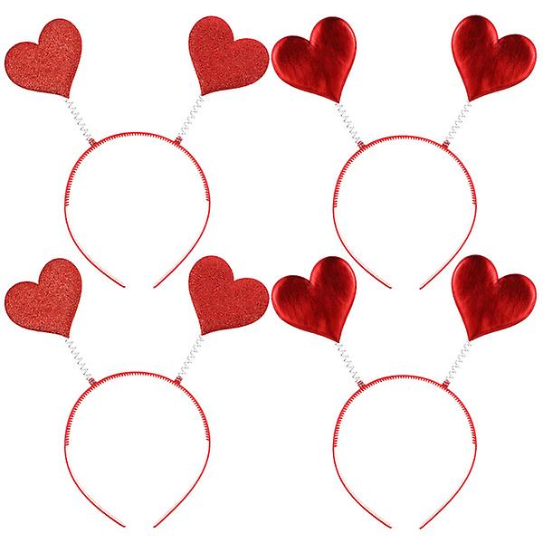 Lover's Day Headbands with 3D Red Heart for Party Supplies 4pcs