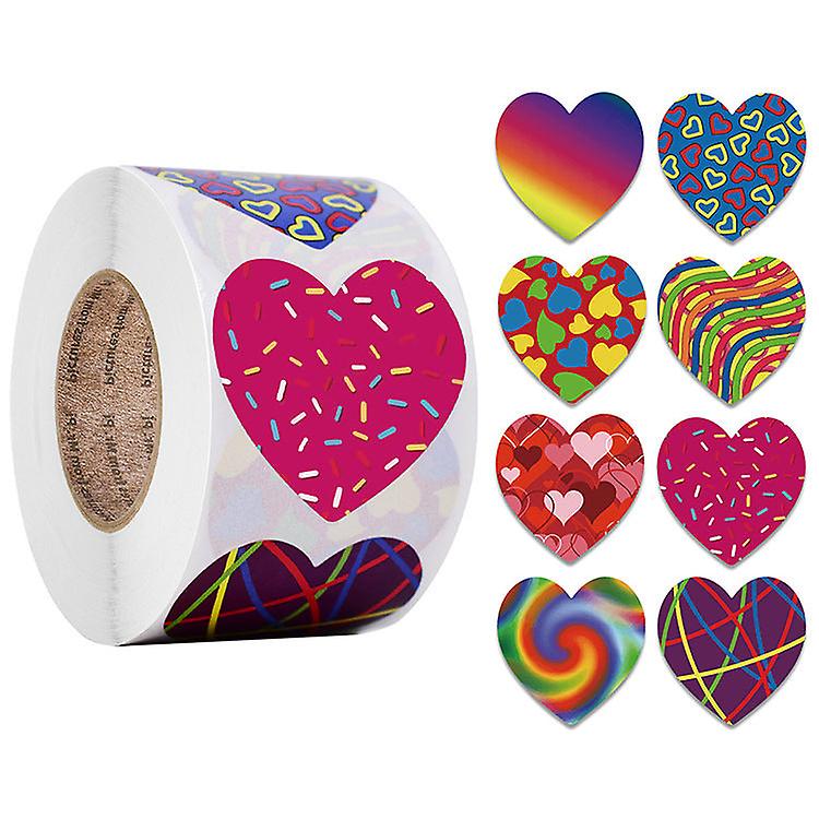 2X500pcs Christmas Xmas Stickers Roll label Loving Heart Patterns Self-adhesive Pattern Valentine's Day