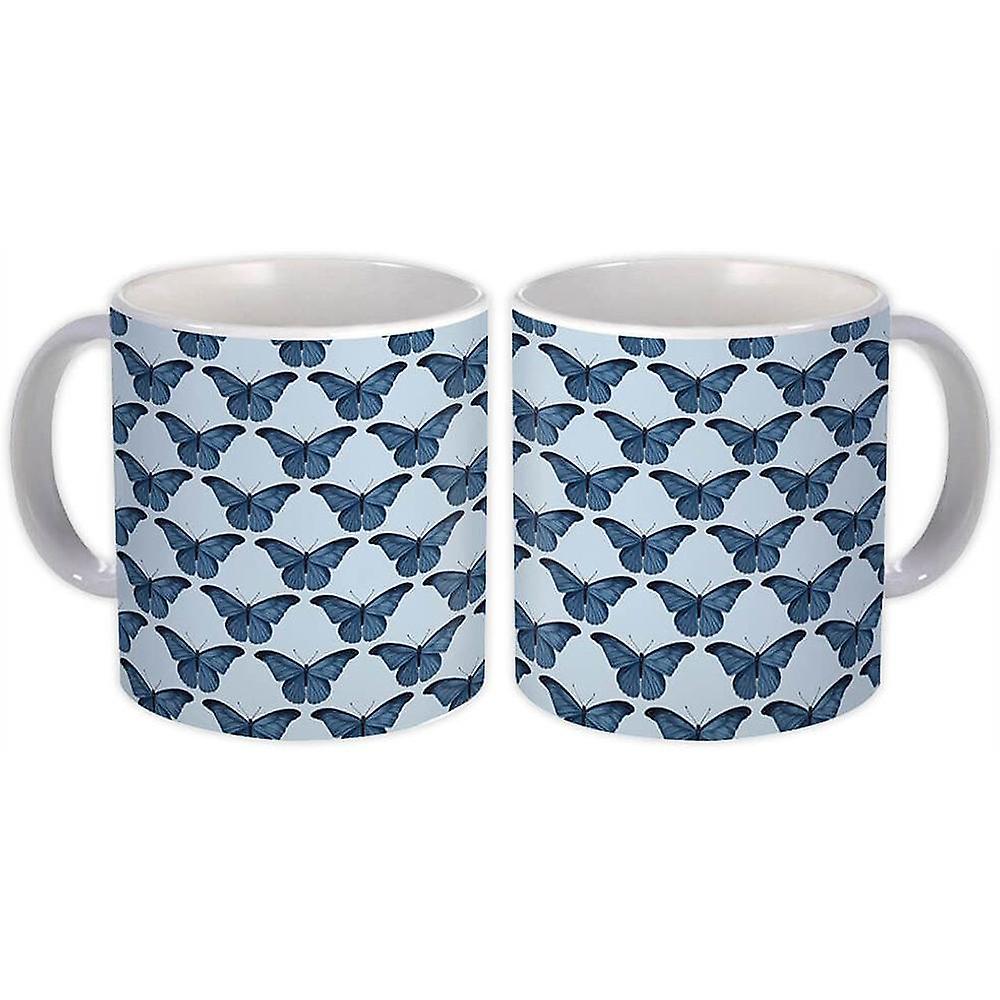 Gift Mug: Repeatable Butterfly Pattern Dark