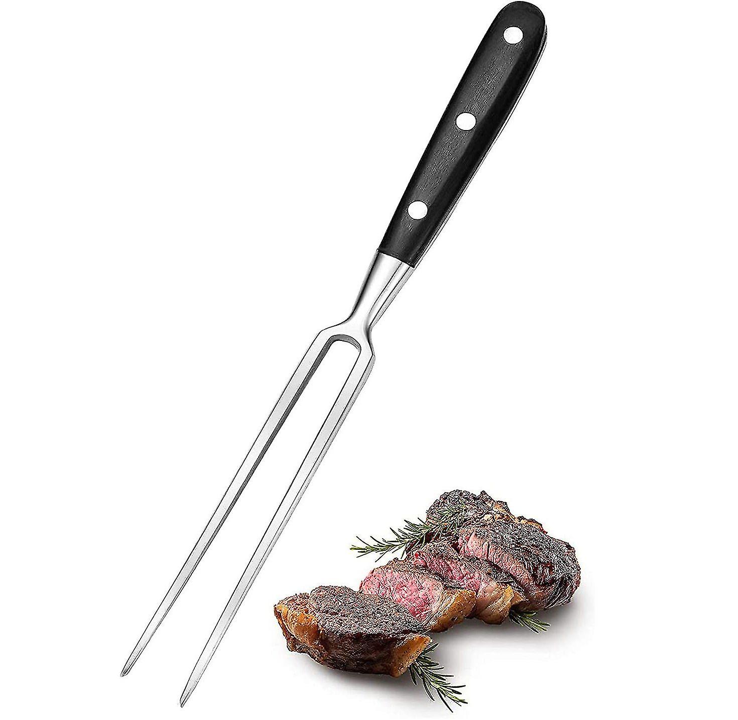 Meat Fork, Large Meat Fork Th Stainless Steel Wooden Handle, 15 Cm Blade Length, Grill Fork For Grill Chefs