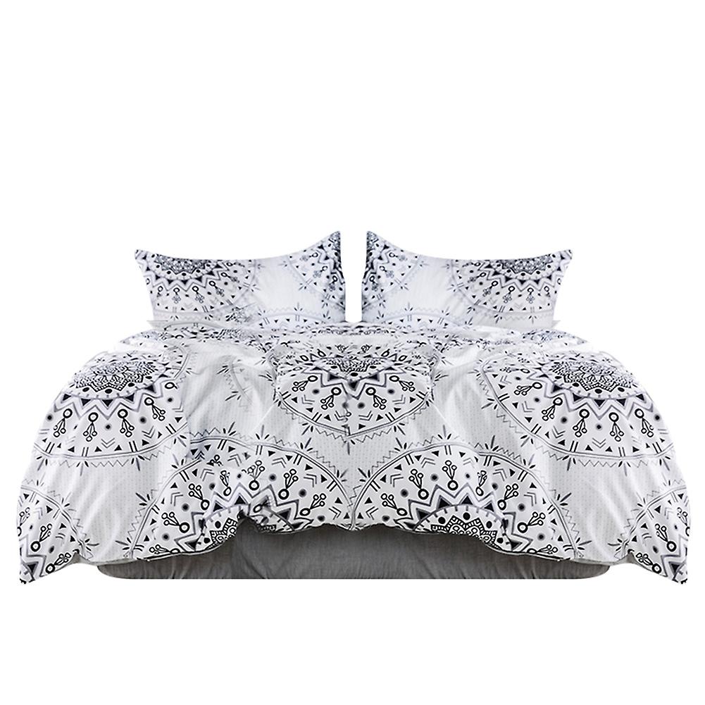 Comfortable Soft Print Cotton Quilt Duvet Cover Set Bedding Set with Pillowcase (Queen Size)