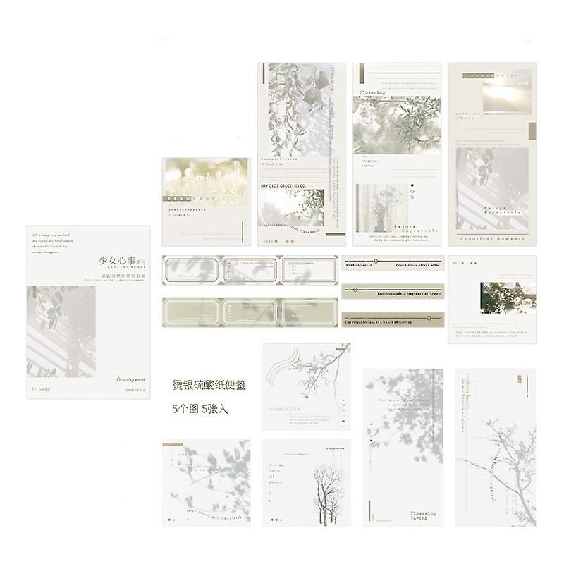 45 Sheets Sticky Notes Set Light Shadow Themed Exquisite DIY Self Adhesive Note Stickers for School Green Look Back