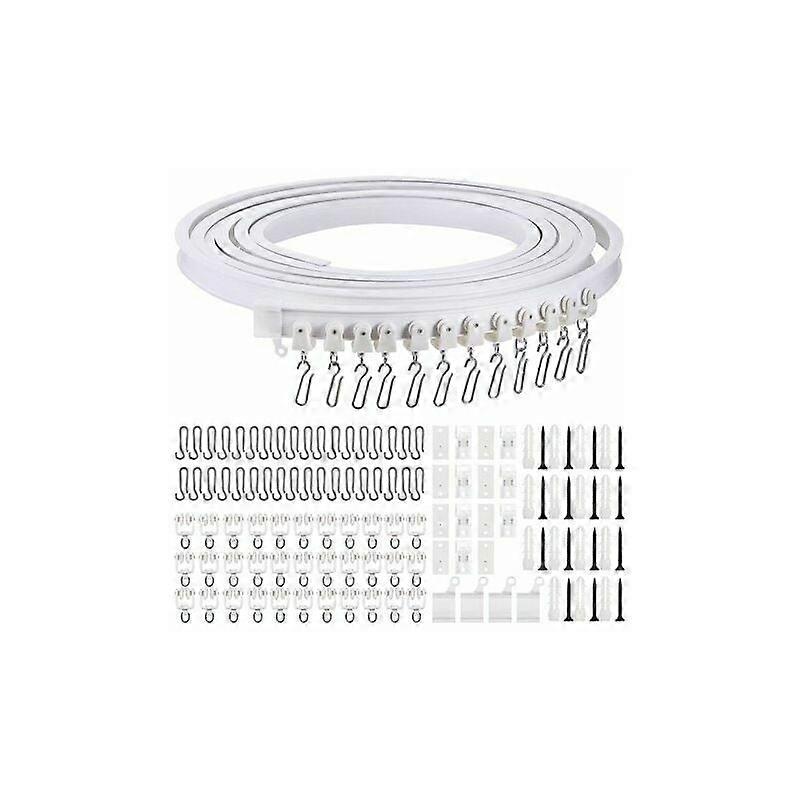 5 metre folding curved ceiling track Flexible curved ceiling track for curtain track with metal curtain hooks, room divider for bed curtains, ceiling