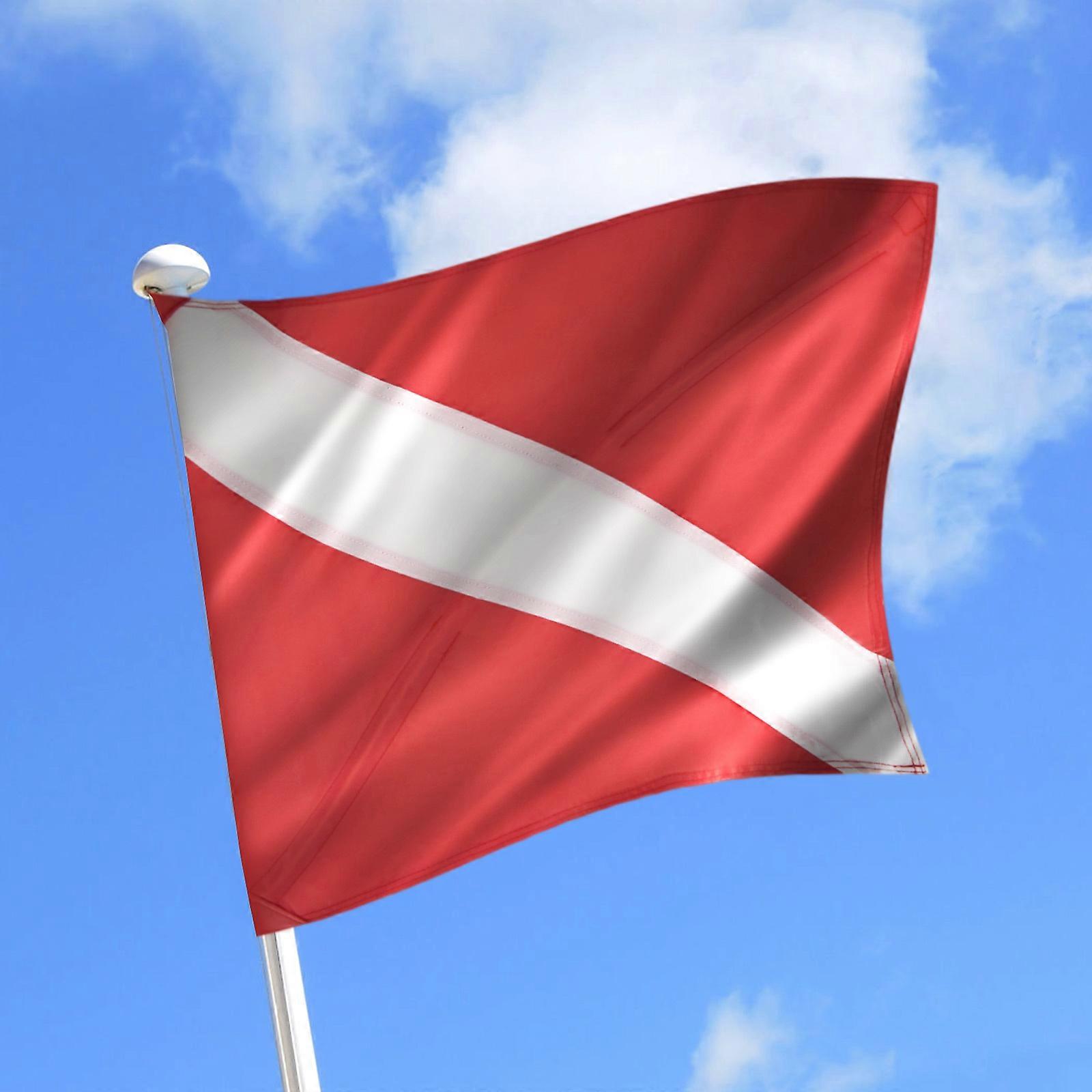 Dive Flag with Removable Stiffening Pole - for Scuba Diving Spearfishing Freediving | Use with Float, Buoy, Boat, Flagpole