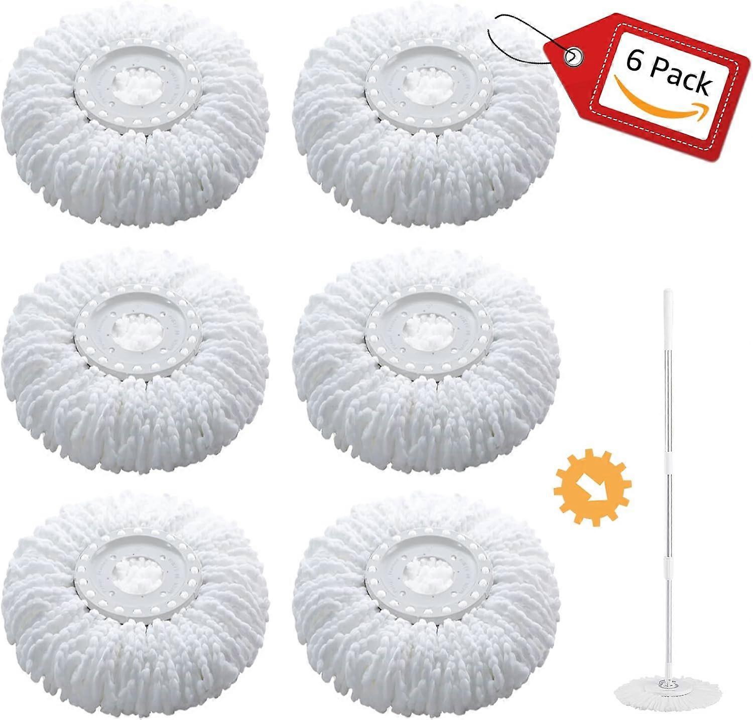 6 Pack Mop Head Replacement Spin Mop Replacement Head Microfiber Spin Mop Refills Easy Cleaning Round Shape Standard Size