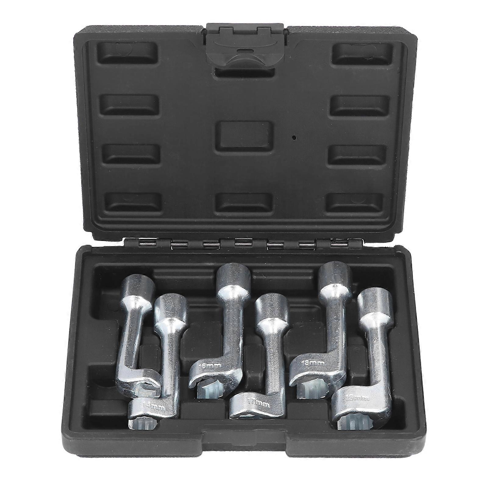 6pcs L Type Injector Line Socket Wrench Set Fuel Line Dismantling Removal Tool 1/2in Dr 12 14 16 17 18 19mm E2U711