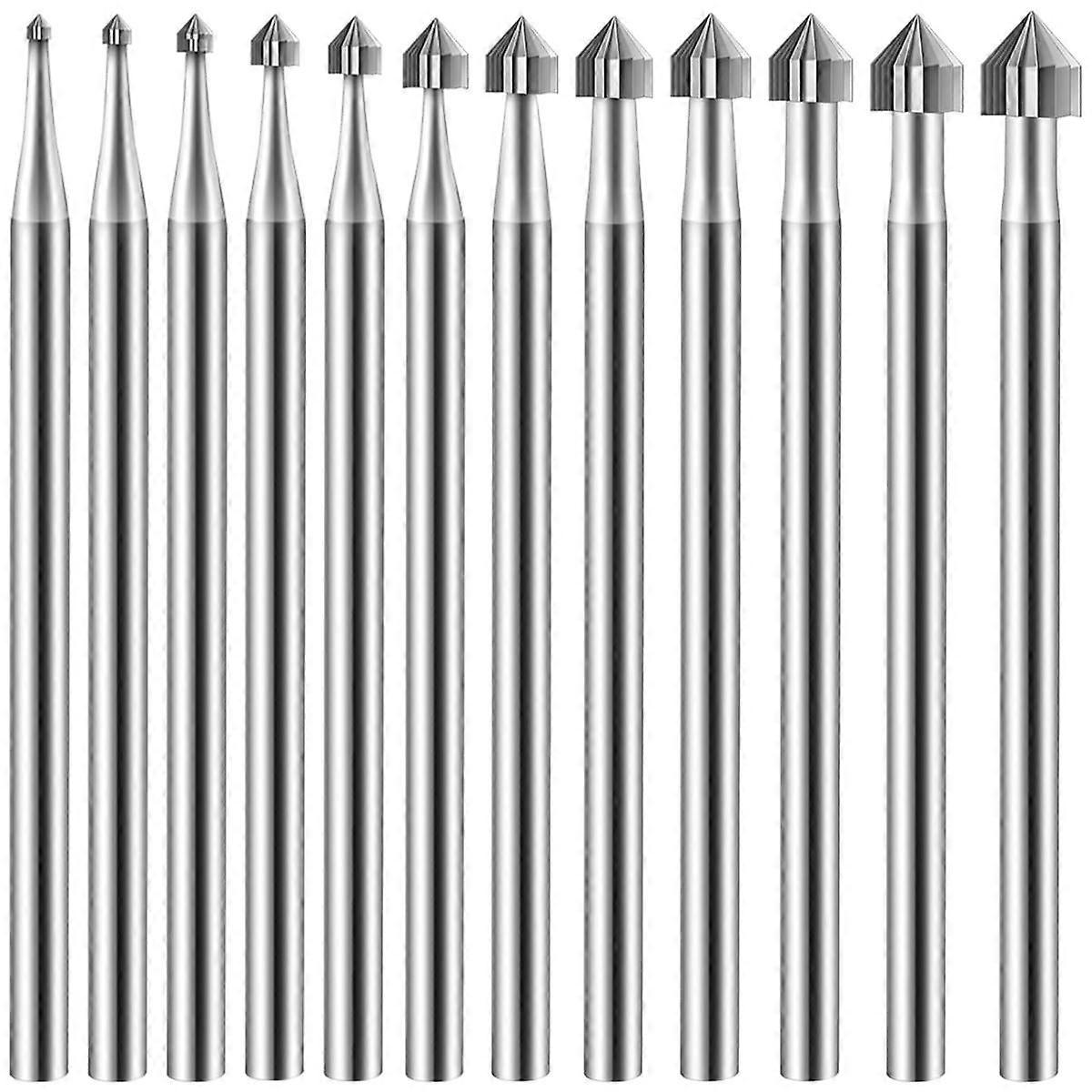 12Pc Cylinder Cone Shape Carving Burr Sets Jewelry Burr SetsShank Jewelry Making Stone Setting Burs for Lapidary 008-040