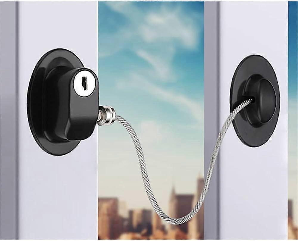 2 PCS of Self-Adhesive UPVC Window Restrictors, Window Cable Lock, Child Safety Lock