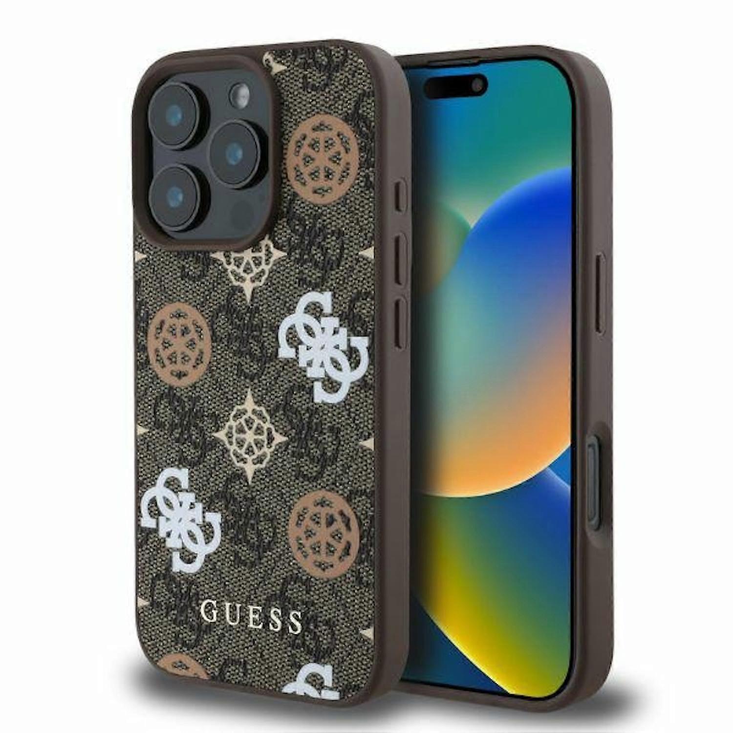GUESS Apple iPhone 16 Pro Max Hardcase Peony Script 4G MagSafe Brown