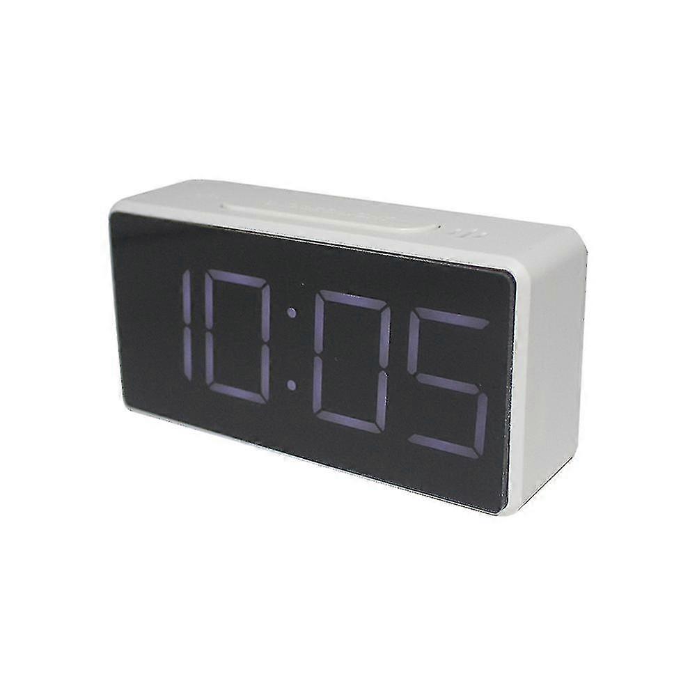 Mirror Table Clock Multifunctional Digital Alarm Snooze Display Time Night Led Light Desk Desktop H