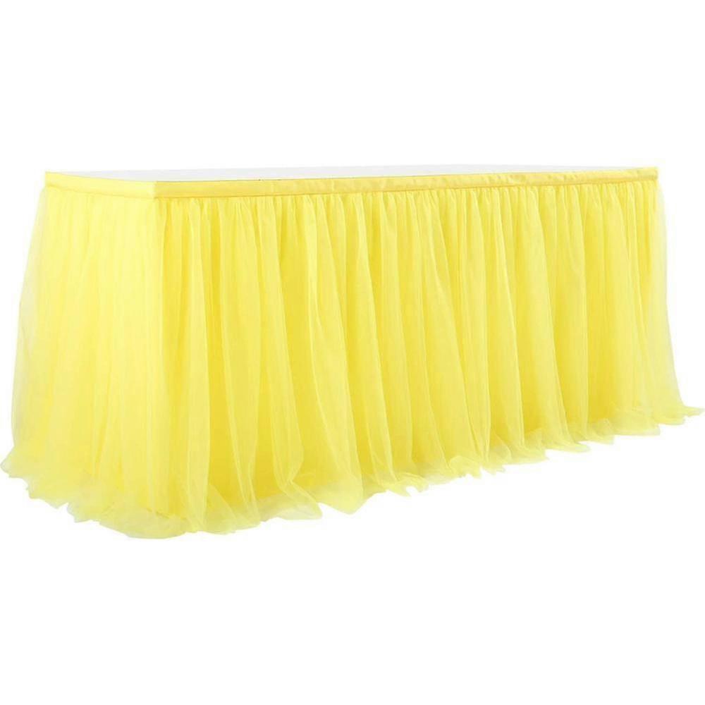 Tulle Table Skirt For Rectangle Or Round Tables - White Ruffle Table Cloth For Banquet Table Decorations(yellow)