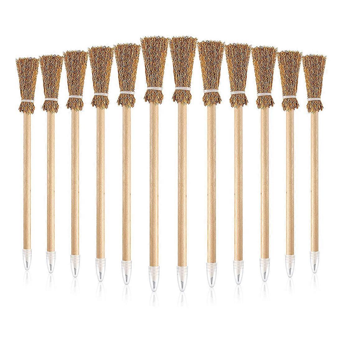 12 Pcs Witch Broom Pencils for Halloween Broomstick Ballpoint Pencils Halloween Party Favors Witch