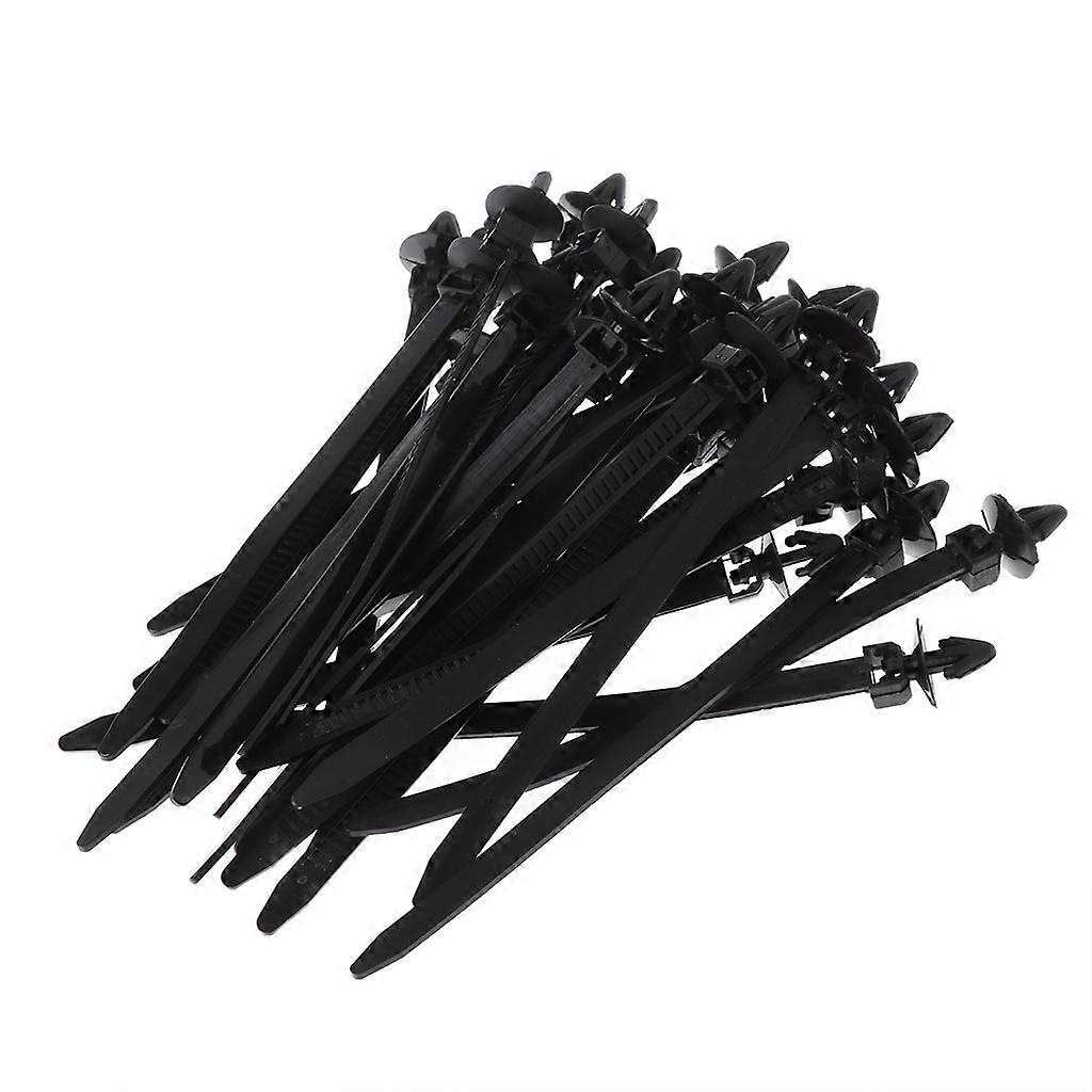 30 Pcs Nylon Black Car Auto Cable Strap Push Mount Wire Tie Retainer Clip Clamp