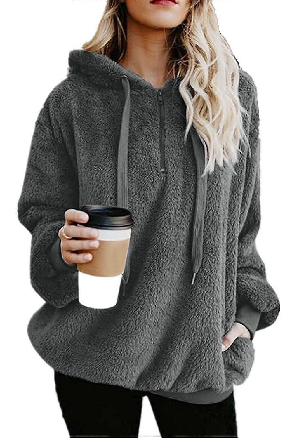 PIAO Dámske Fuzzy Mikiny s kapucňou Pulóver Útulné oversized vrecká Mikina s kapucňou Atletické fleecové mikiny s kapucňou