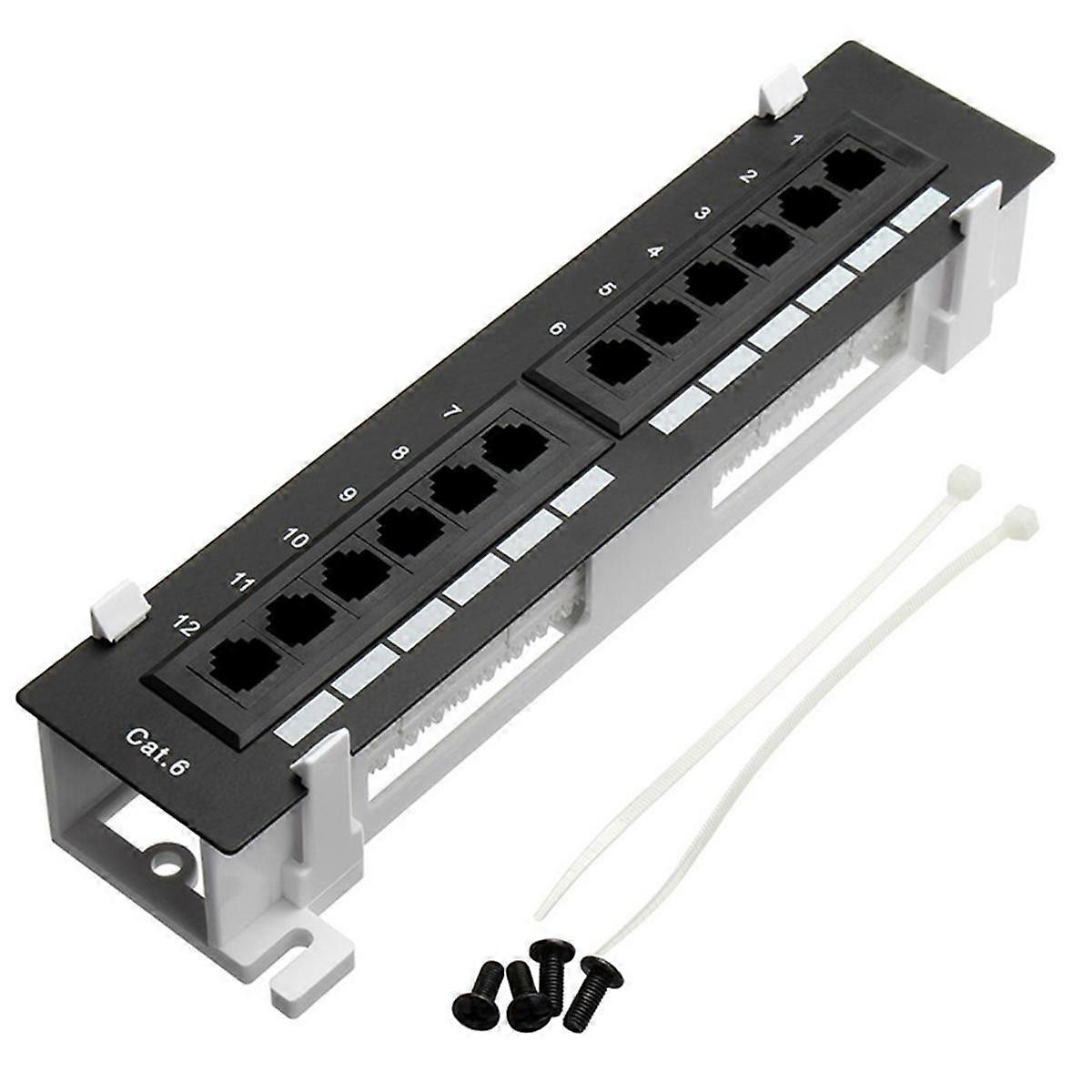 Network Tool Kit 12 Port CAT6 Patch Panel RJ45 Networking Wall Mount Rack with Wall Mount Bracket