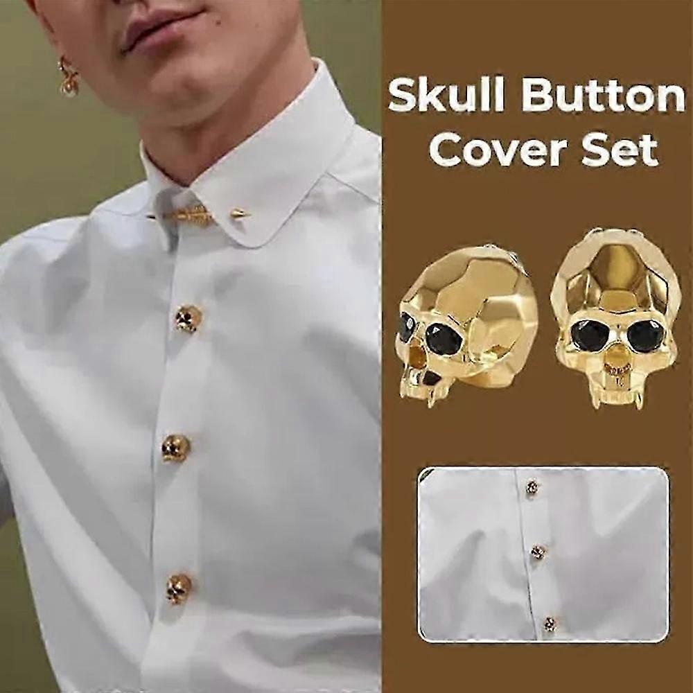 Skull Button Cover Set, Gothic Skull Button Covers for Men