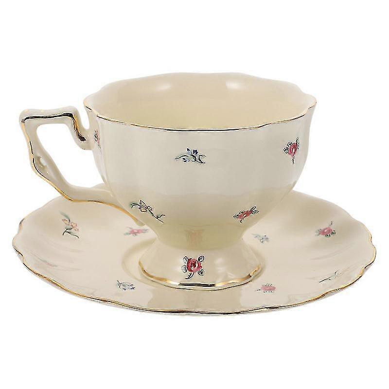 1 Set European Style Ceramic Coffee Cup Delicate Tea Cup Set (Assorted Color)